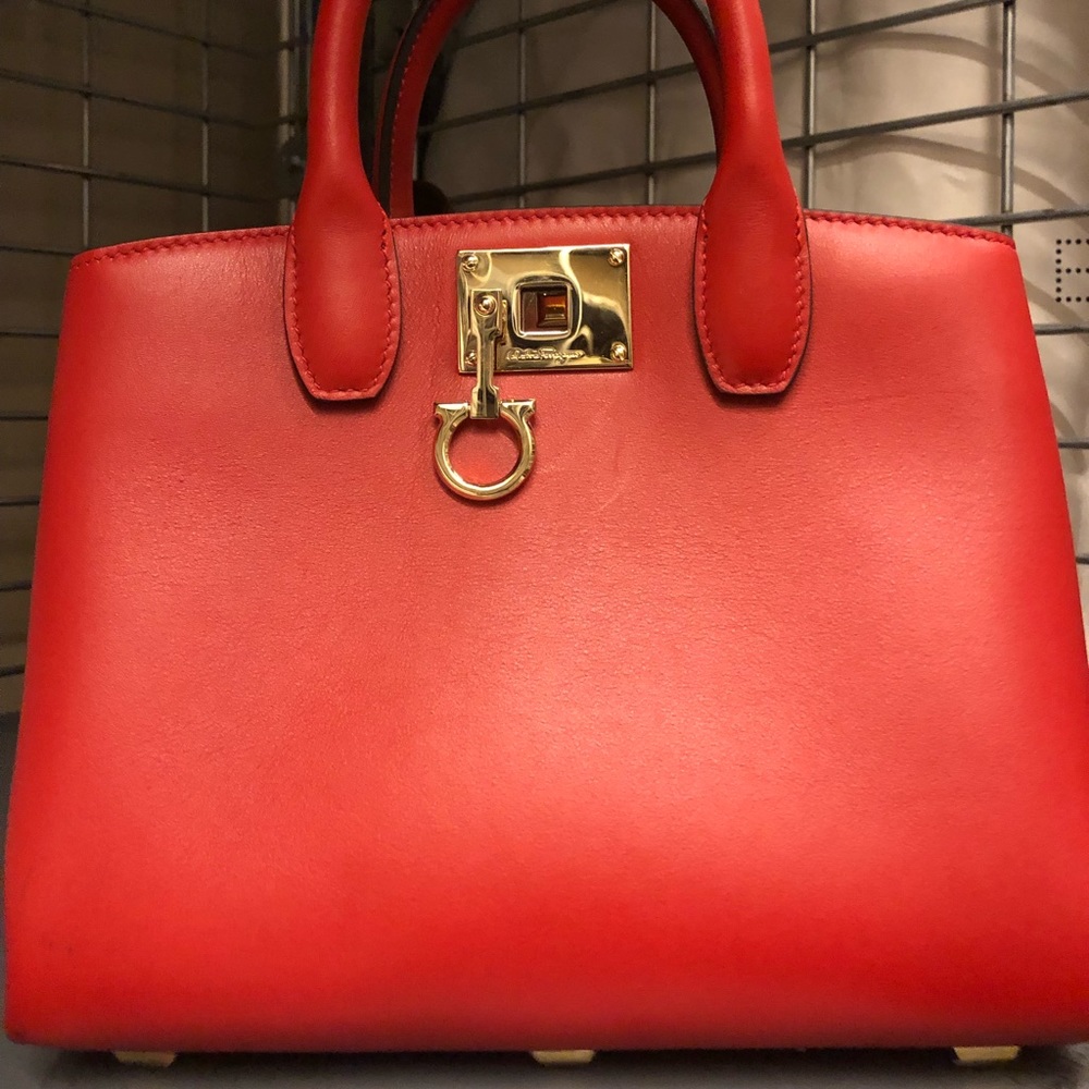 Red Salvatore ferragamo mini studio top handle